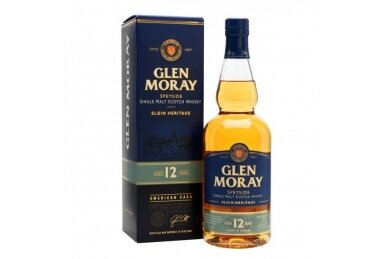 Viskis-Glen Moray Speyside 12YO  Single Malt 40% 0.7L + GB