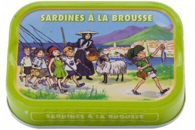Konservai-LA BONNE MER sardinės su brousse sūriu, pomidorais ir mėta, 115g
