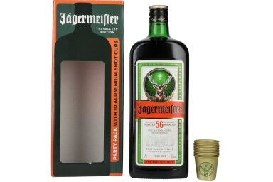 Likeris-Jagermeister Travellers Exclusive 35% 1.75L + GB + 10 Metal Cups