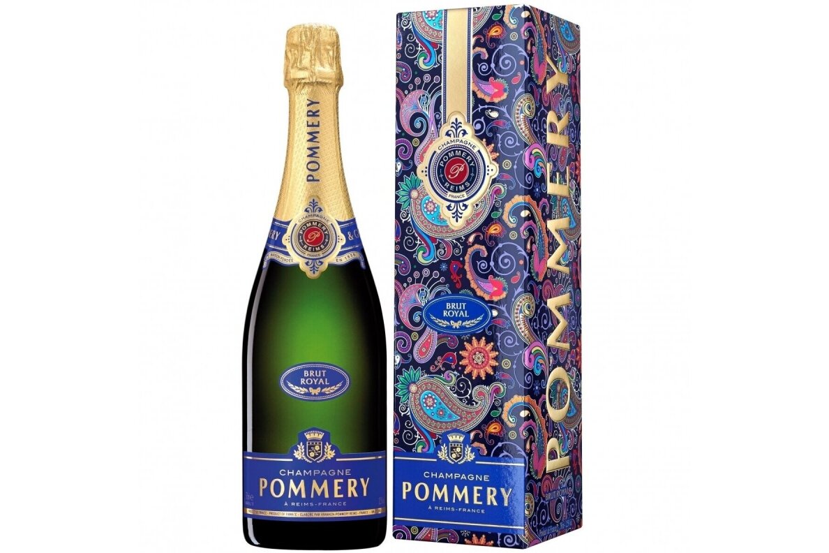 Šampanas-Pommery Champagne Brut Royal Etui Kashmir 12.5% 0.75L + GB Šampanas-Pommery Champagne Brut Royal Etui Kashmir 12.5% 0.75L + GB
