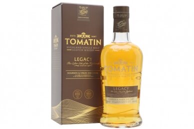 Viskis-Tomatin Legacy Bourbon & Virgin Oak Casks 43% 0.7L + GB