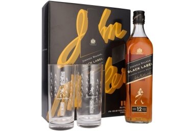Viskis-Johnnie Walker Black Label 12YO 40% 0.7L + GB + 2 Glass