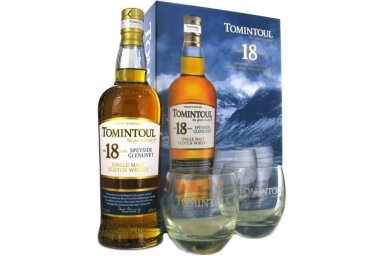 Viskis-Tomintoul 18YO 40% 0.7L + GB + 2 Glass