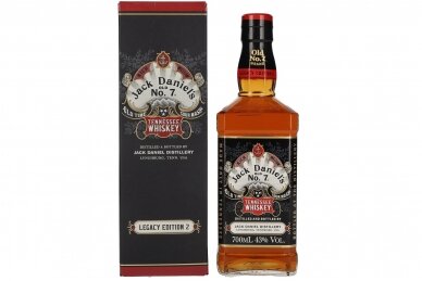 Viskis-Jack Daniel's Sour Mash Tennessee Whiskey Legacy Edition No.2 Black Design 43% 0.7L + GB